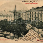 1902 Temesvár, Timisoara; Jenő herceg tér, emlékmű, Martin Jakab üzlete. Raschka kiadása / square, monument, shop (EK)