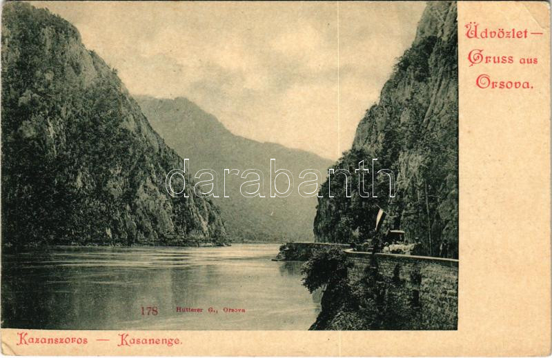 Orsova, Kazán-szoros. Hutterer G. kiadása / Kasanpartie / Cazane / gorge (EK)