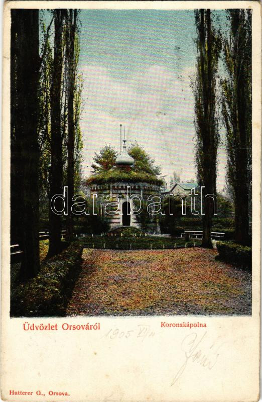 1905 Orsova, Korona kápolna. Hutterer G. kiadása / chapel (fl)