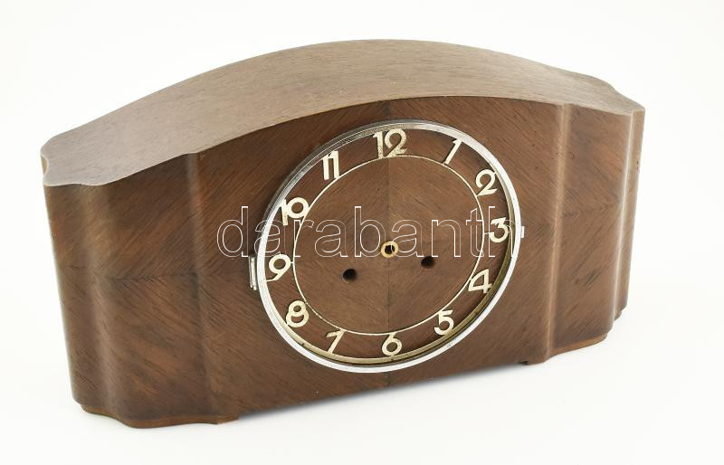 Art deco kandallóóra ház, fa, 13x45x24 cm