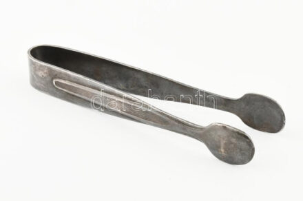 Ezüstözött cukorfogó, jelzett, h: 10 cm