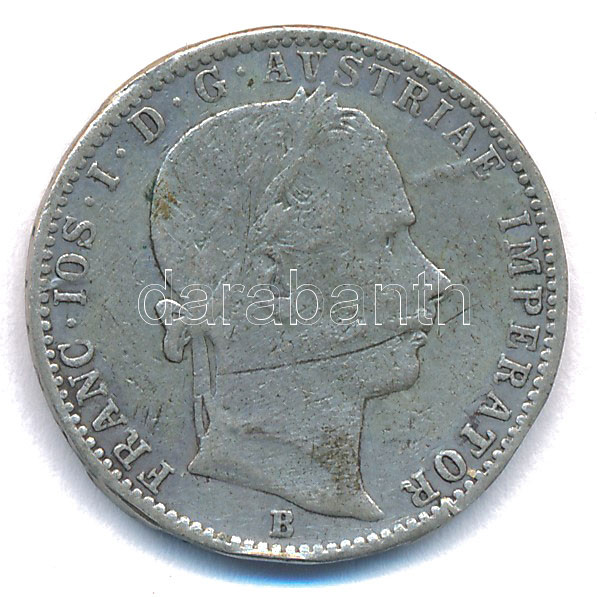 1859A 1/4Fl Ag 'Ferenc József' T:2-,3 fülnyom Hungary 1859A 1/4 Florin 'Franz Joseph' C:VF,F ear mark Krause KM#2214