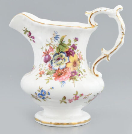 Angol virágmintás tejkiöntő, jelzett, minimális kopás, m: 12,5 cm