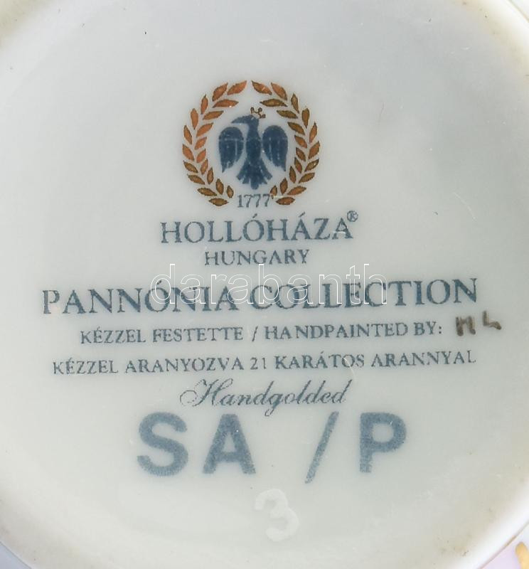 Hollóházi Pannónia tejkiöntő, jelzett, hibátlan, m: 9 cm - Image 2