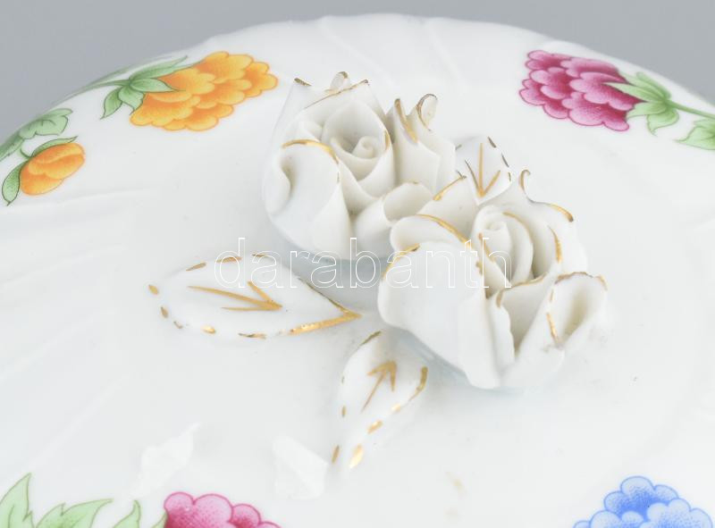 Hollóházi pillangómintás nagy bonbonier, jelzett, minimális kopásnyomokkal, d: 17 cm - Image 2