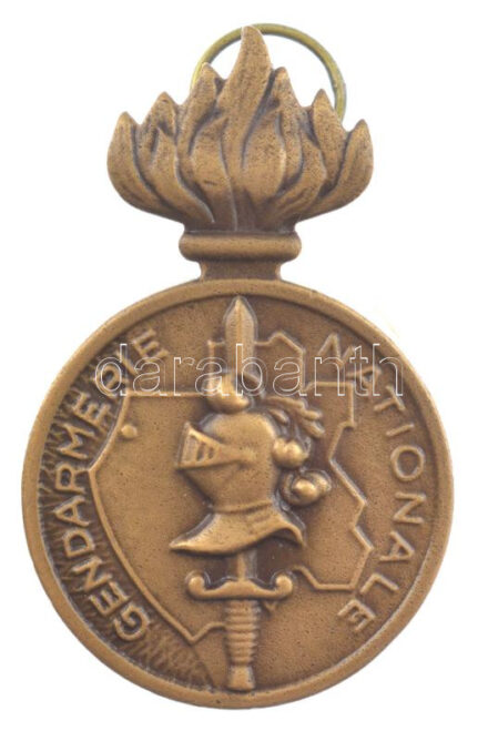 Gabon DN 'Országos Csendőrség' kétoldalas bronz kitüntetés mellszalag nélkül T:1-,2 Gabon ND 'National Gendarmerie' two-sided bronze medallion without ribbon C:AU,XF