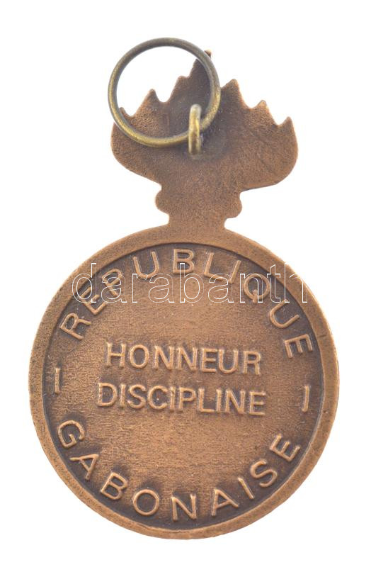 Gabon DN 'Országos Csendőrség' kétoldalas bronz kitüntetés mellszalag nélkül T:1-,2 Gabon ND 'National Gendarmerie' two-sided bronze medallion without ribbon C:AU,XF - Image 2