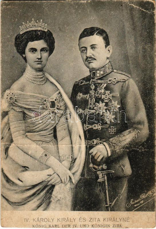 1917 IV. Károly és Zita királyné + 'Zita-Kórház katonai ápolási ügy' (fa)