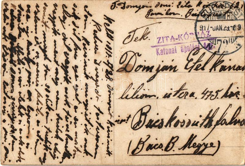 1917 IV. Károly és Zita királyné + 'Zita-Kórház katonai ápolási ügy' (fa) - Image 2