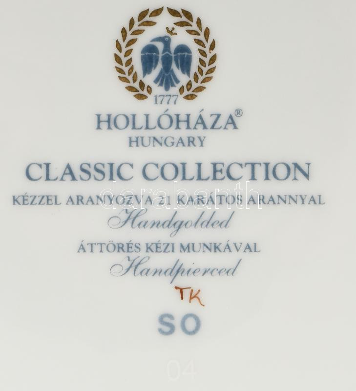 Hollóházi virágmintás kínáló, jelzett, hibátlan, d: 20 cm - Image 2