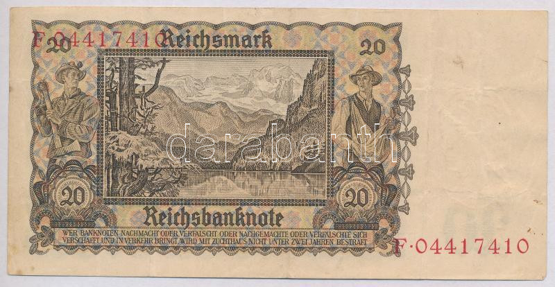 Német Harmadik Birodalom 1939. 20M T:III German Third Reich 1939. 20 Mark C:F Krause P#5A - Image 2