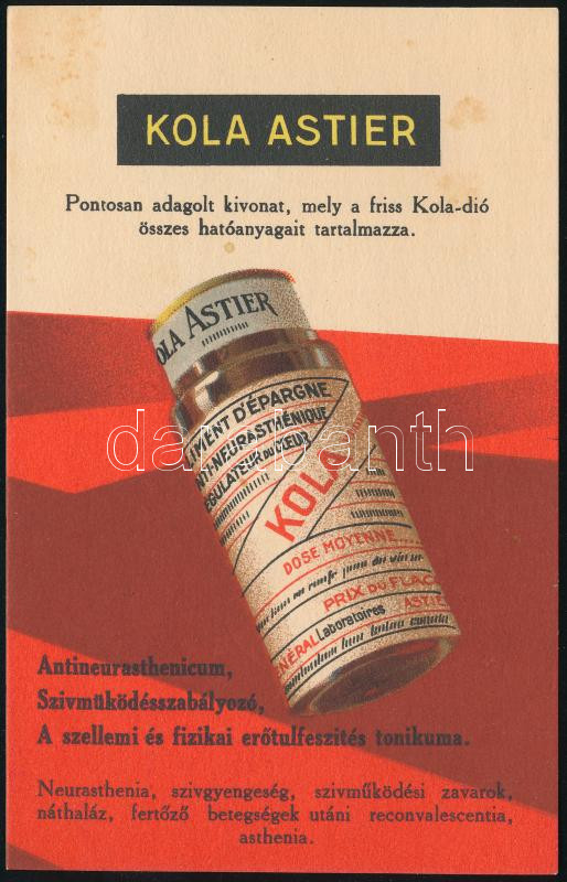 Kola Astier szívműködés-szabályozó reklámlap
