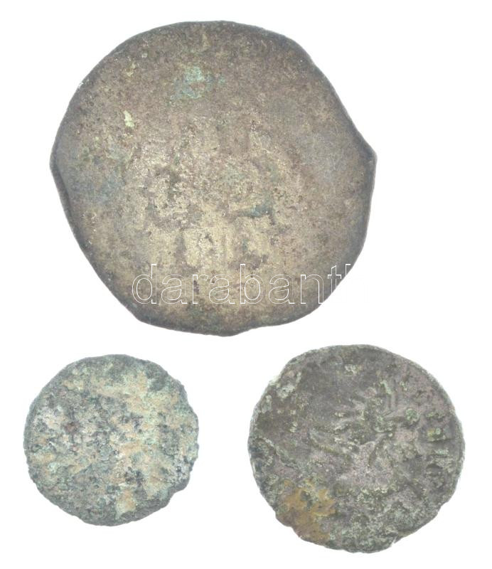 Római Birodalom 2xklf bronz érem, közte 'I. Constantinus' ~4. sz. eleje + bizánci tálkapénz T:2-,3 korrózió, patina Roman Empire 2xdiff bronze coin, within 'Constantinus I' early 4th century + Byzantine coin C:VF,F corrosion, patina - Image 2