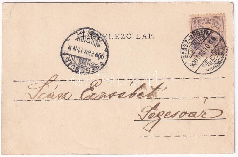 1900 Szászrégen, Reghin; Város részlet a sétatérrel / Stadtteil mit Promenade. Ignaz Hübner (EK) - Image 2