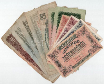 11db vegyes Vörös Hadsereg pengő, adópengő bankjegy T:III,III-