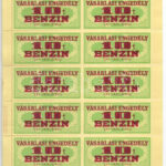 1975. 'Vásárlási engedély - 1T Benzin' (14x) bélyeg, teljes ív T:I-,II