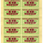 1975. 'Vásárlási engedély - 1T Benzin' (14x) bélyeg, teljes ív T:I-