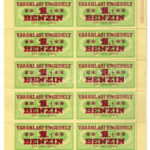 1975. 'Vásárlási engedély - 1T Benzin' (14x) bélyeg, teljes ív T:II