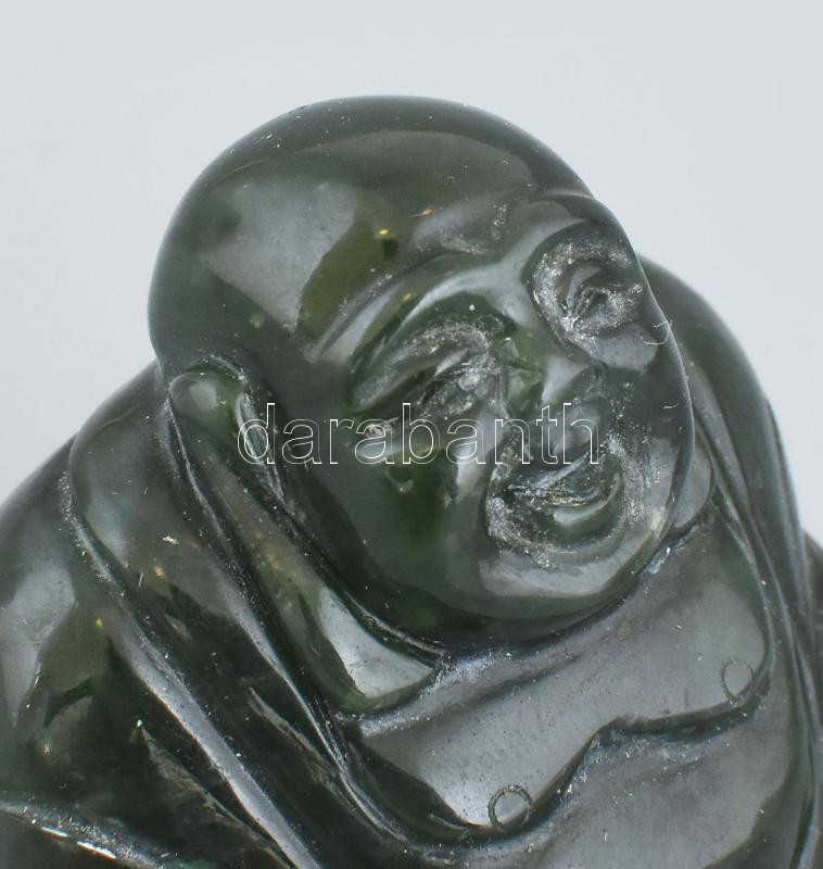 Buddha, faragott jáde, hibátlan, m: 5,5 cm - Image 4