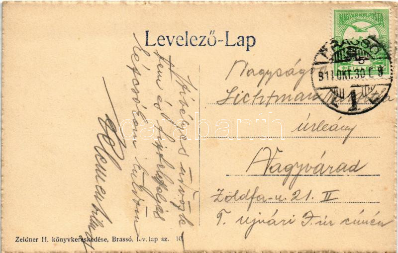 1911 Brassó, Kronstadt, Brasov; Fellegvártól. Zeidner H. / general view - Image 2