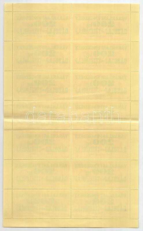 1975. 'Vásárlási engedély - 200kg Gázolaj vagy Tüzelőolaj' (14x) bélyeg, teljes ív T:II- - Image 2