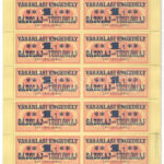 1975. 'Vásárlási engedély -1T Gázolaj vagy Tüzelőolaj' (14x) bélyeg, teljes ív T:II perforálásnál kis szakadás