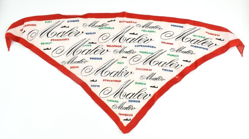 cca 1980-90 MALÉV retro stewardess selyemsál, 45x100 cm