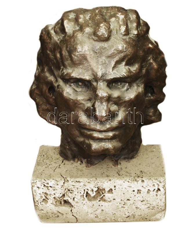 Jelzés nélkül: Beethoven maszk, bronz, kő, m: 53 cm