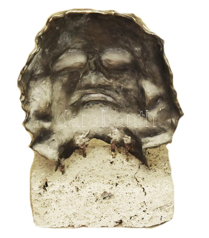 Jelzés nélkül: Beethoven maszk, bronz, kő, m: 53 cm - Image 3