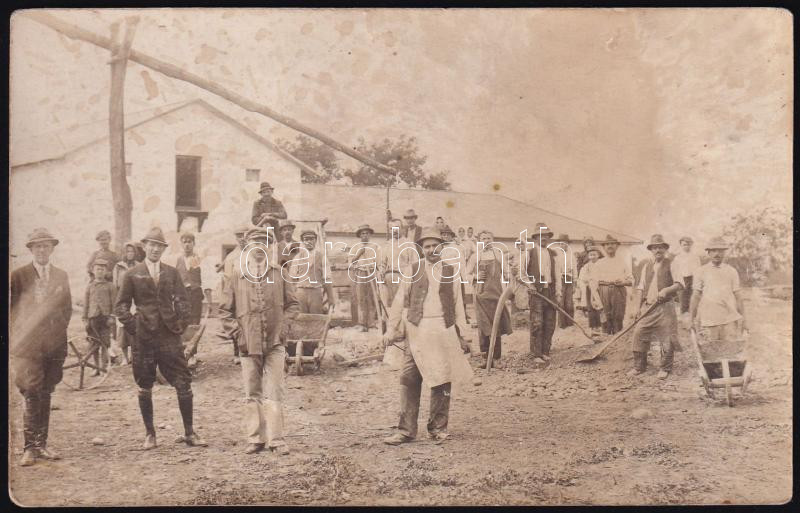 cca 1910 Somoskőujfalui munkások fotólap 14x9 cm