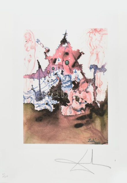 Salvador Dalí (1904-1989): Cím nélkül. Ofszet-litográfia, papír. Jelzett a nyomaton. Számozott: 21/350. 42x31 cm