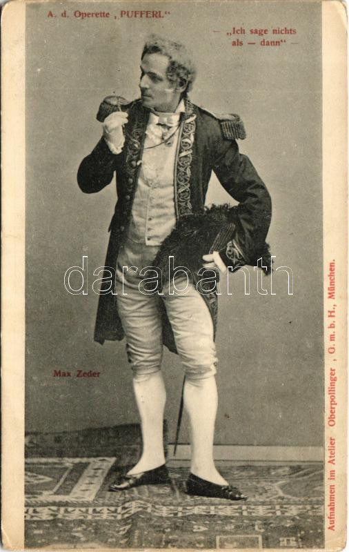 A. d. Operette 'Pufferl' Max Zeder. Aufnahmen im Atelier Oberpollinger, München (kopott sarok / worn corner)