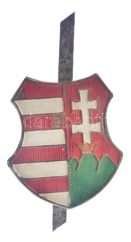 ~1940. Kossuth-címeres (Tildy-korszak) festett fém jelvény (31x27mm) T:2- helyenként lepattogzott festés