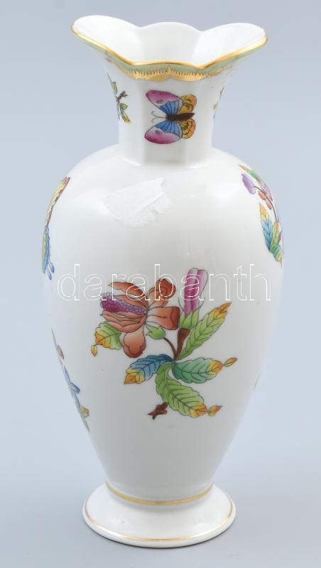 Herendi Viktória mintás váza. Kézzel festett, jelzett, hibátlan 20 cm - Image 3