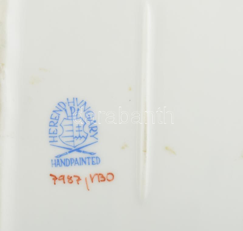 Herendi Viktória mintás dobozka. Kézzel festett, jelzett, hibátlan 17x9 cm - Image 3