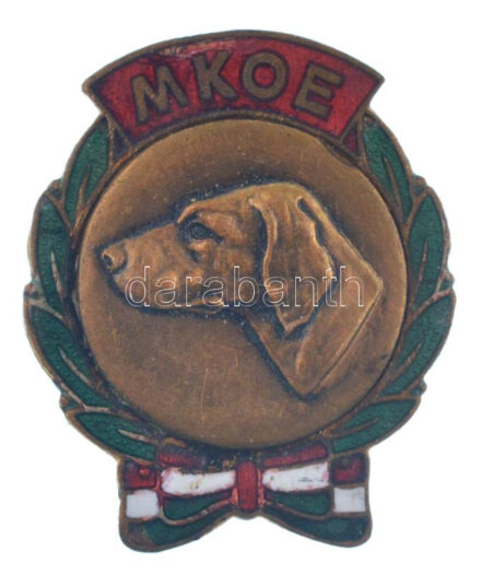1956-1961. 'MKOE (Magyar Kutyatenyésztők Országos Egyesülete)' zománcozott bronz gomblyukjelvény T:2 kisebb zománchibák