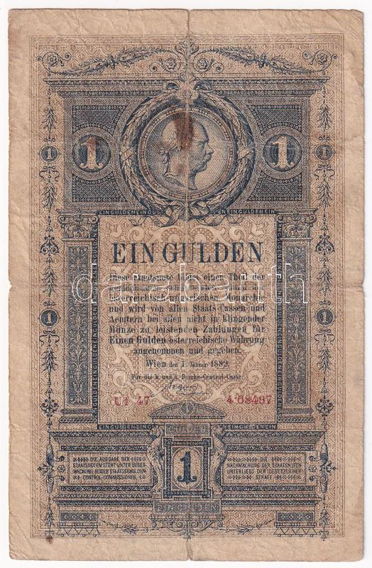 1882. 1Ft / 1G 'Uf 47 4 08497' T:III- folt Hungary 1882. 1 Forint / 1 Gulden 'Uf 47 4 08497' C:VG spotted Adamo G125