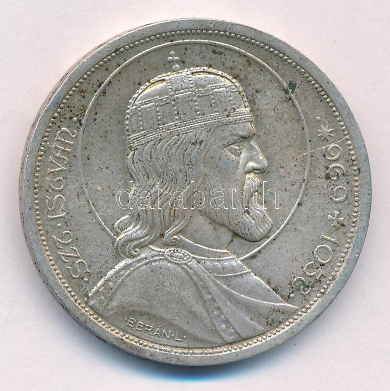 1938. 5P Ag 'Szent István' T:1-,2 kis ph., patina Adamo P8.1