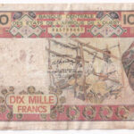 Nyugat-Afrikai Államok DN (1977-1992) 10.000Fr T:F,VG szakadás, folt Western African States ND (1977-1992) 10.000 Francs C:F,VG tear, spot Krause P#9