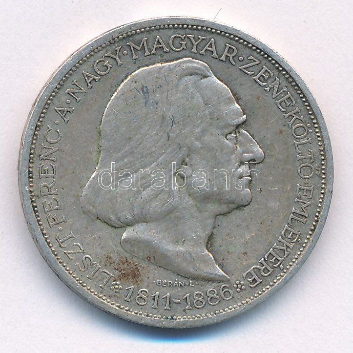1936. 2P Ag 'Liszt' T:AU,XF patina Adamo P7.3