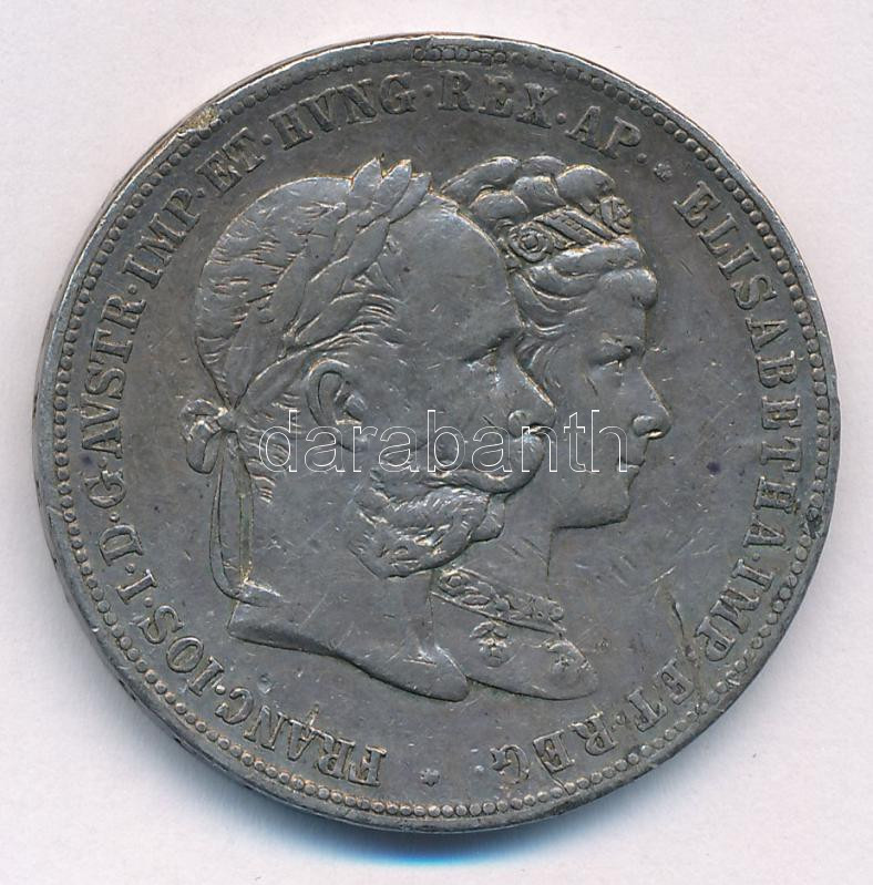 Ausztria 1879. 2G Ag 'I. Ferenc József és Erzsébet / Ezüstlakodalom' Bécs T:VF patina, karc, ph. Austria 1879. 2 Gulden Ag 'Franz Joseph and Elisabeth / Silver Jubilee' Vienna C:VF patina, scratch, edge error Krause X#M5