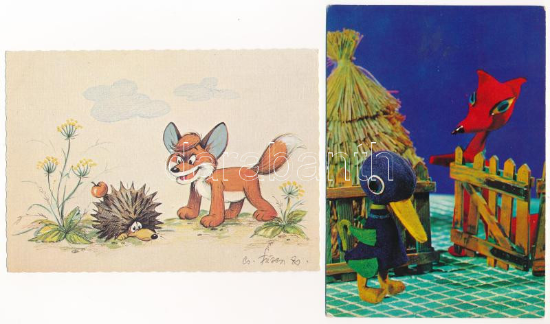 18 db MODERN motívum képeslap: mese, báb és rajzfilm / 18 modern motive postcards, cartoons, puppet films