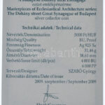 2009. 5000Ft Ag 'Dohány utcai zsinagóga' kapszulában, certifikáttal, tájékoztatóval T:AU (PP) karc Adamo EM222 - Image 4