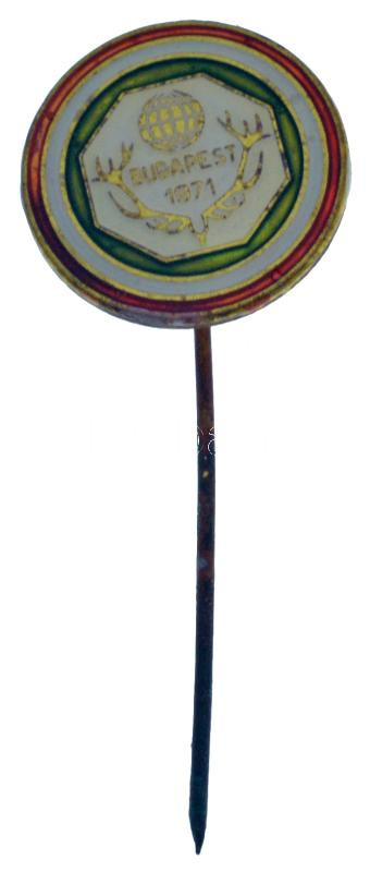 1971. 'Budapest 1971. (Vadászati Világkiállítás)' festett bronz kitűző (18mm) T:AU