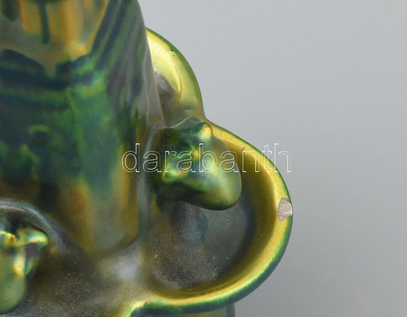 Zsolnay eozin mázas kút, jelzett, lepattanással, m: 14 cm - Image 2