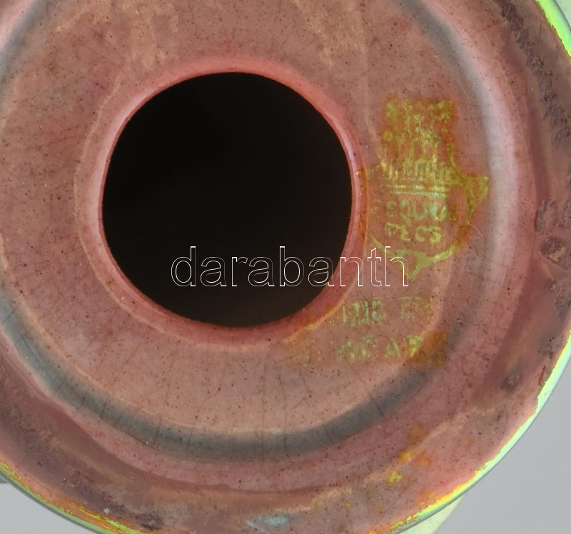 Zsolnay eozin mázas kút, jelzett, lepattanással, m: 14 cm - Image 3