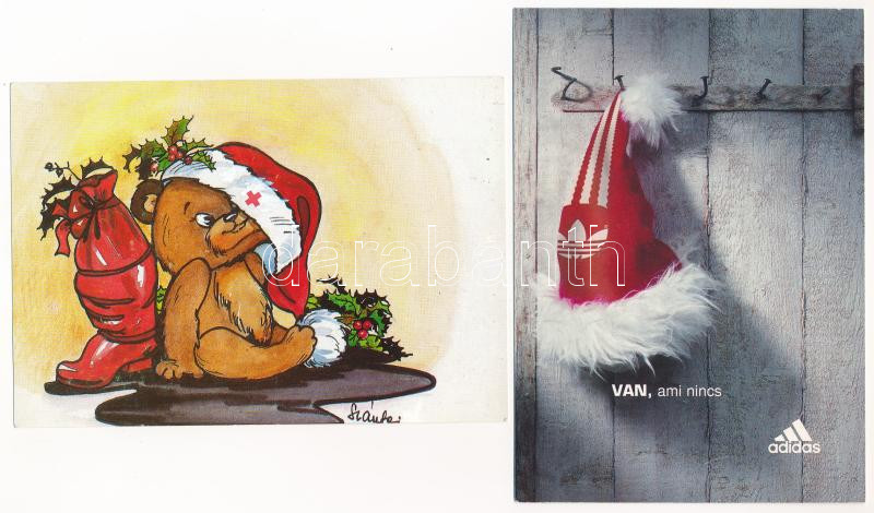 10 db MODERN Mikulásos üdvözlő képeslap / 10 modern motive postcards: Saint Nicholas greeting - Image 2