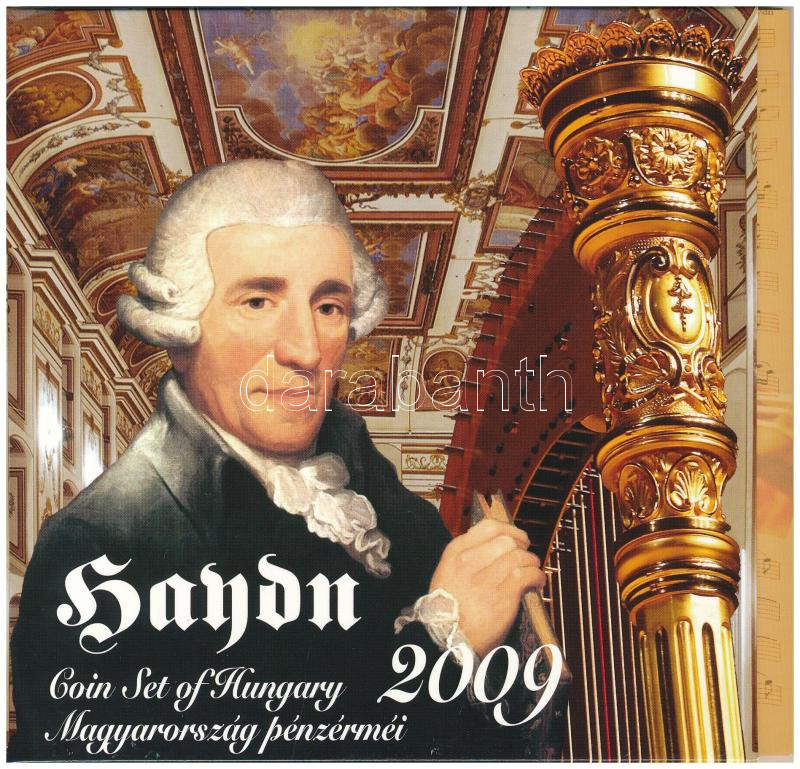 2009. 5Ft-200Ft 'Haydn' (6xklf) forgalmi sor + 'Joseph Haydn' Ag emlékérem (12g/0.999/29mm) T:BU kis patina