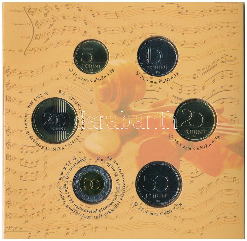 2009. 5Ft-200Ft 'Haydn' (6xklf) forgalmi sor + 'Joseph Haydn' Ag emlékérem (12g/0.999/29mm) T:BU kis patina - Image 4