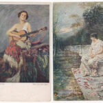 HÖLGYEK - 14 db régi művész képeslap / LADIES - 14 pre-1945 art postcards - Image 2